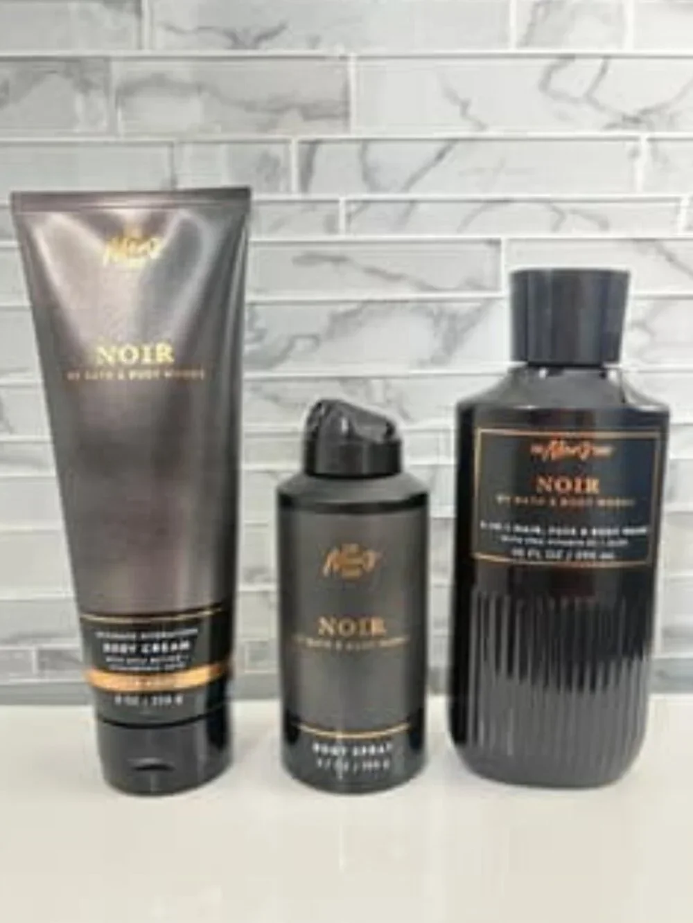 Bath & Body Works Men's Noir Smoky Vanilla Body Cream Wash & Body Spray Set of 3